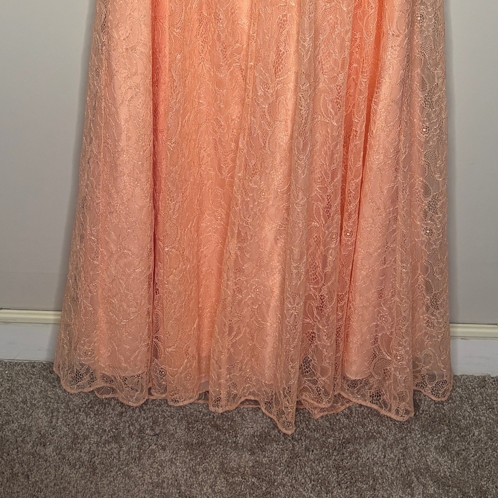 David’s Bridal Size 20 Allover Chantilly Lace A-Line Dress Peach Bellini EUC - Picture 5 of 8